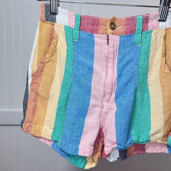 Billabong x Sincerely Jules Hard to Tell Striped High Rise Shorts Multicolor S - Picture 1 of 9